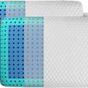 GhostBed Memory Foam Pillow - Memory Foam Pillow with Aerated Ergonomic Design - Patented Cooling Layer & Ghost Ice Cover - Medium Firm for Stomach Back or Side Sleepers (Standard)