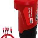 Tool Army M12 Portable Power Adapter & Power Station 48-59-1201, 49-24-2310 Compatible with Milwaukee M-12 12V Heated Jacket Battery, Red, MIL-M12
