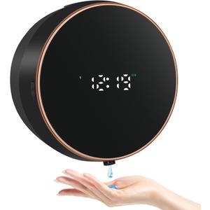 Automatic Soap Dispenser Liquid Bathroom: Wall Mount Rechargeable Touchless Adjustable Auto Smart Electric Plastic Black Soap Dispenser with Clock - Kitchen - Hand Dish Lotion Couple Kids
