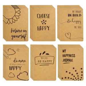 Paper Junkie Bulk Journals - 24-Pack A6 Kraft Soft Cover Notebooks, 80 Ruled Pages - Flat Sewn Binding & Cover Quotes - Mini Notebooks for Writing, Travel Journal & Teacher Supplies