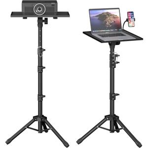 Projector Stand - Adjustable Height 22 to 63 Inches, Tripod for Laptop & Projector, Outdoor Movies (Black)