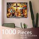 Religious Easter Puzzles for Adults 1000 Pieces Jesus on Cross Jigsaw Puzzles for Game Nights Eggs and Bread Jigsaw Puzzle for Challenging Family Activity Game DIY Craft Puzzle Home Decor Gifts