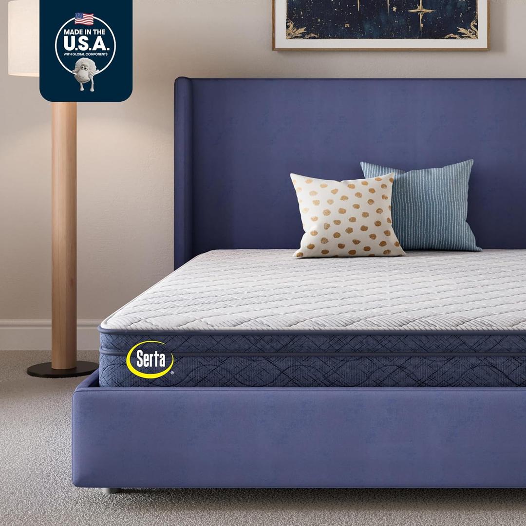 Serta Five Star Mattress Tranquility 10-Inch Plush Pillow Top Twin XL Cooling Gel, Zoned Support, Pressure Relief Bed-in-a-Box 100 Night Trial