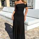 LAGSHIAN Women's Elegant Formal Long Dress One Shoulder Sleeveless Ruched Bodycon Evening Dress, Size Large