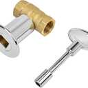 Skyflame 1/2 Inch Straight Gas Key Valve Kit for Fire Pit Fireplace with Flange and 3 Inches Key, Chromed