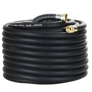Guitrees 100FT 5/8 Heavy Duty Rubber Garden Hose - 200psi Working, 1000psi Burst - Hot/Cold Water - Five-Layered Braiding for Durability - Versatile for Gardening, Agriculture, Construction(Black)