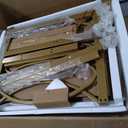 Modern Dining Table with Faux Marble Top, Gold Metal Base, 63" x 31.5" Rectangle, Waterproof Anti-Scratch Surface, Adjustable Foot Pads