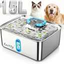 Kastty 15L/3.96 Gal Large Capacity Dog Water Bowl Dispenser,Stainless Steel Dog Water Fountain Quiet LED Light Triple Filtration Dog Water Bowl, Automatic Pet Water Fountain Easy Cleaning(FS78,Blue)