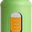 32oz Glass Tumbler with Handle - 1000ML Double Wall Water Bottle, Leak Proof Lid, Shatter-Resistant Borosilicate Glass for Hot & Cold Drinks(Green)