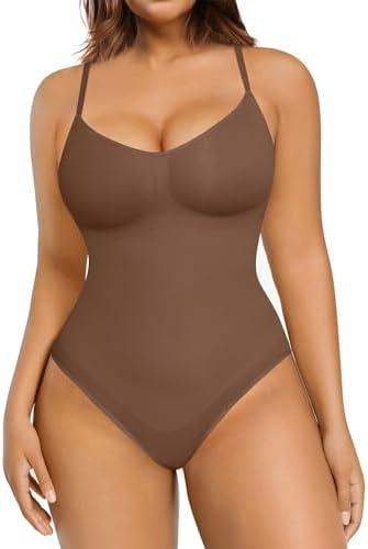 FeelinGirl Shapewear Bodysuit Sculpting Tummy Control Body Shaper for Women Seamless Plus Size Butt Lifting Shaper XS