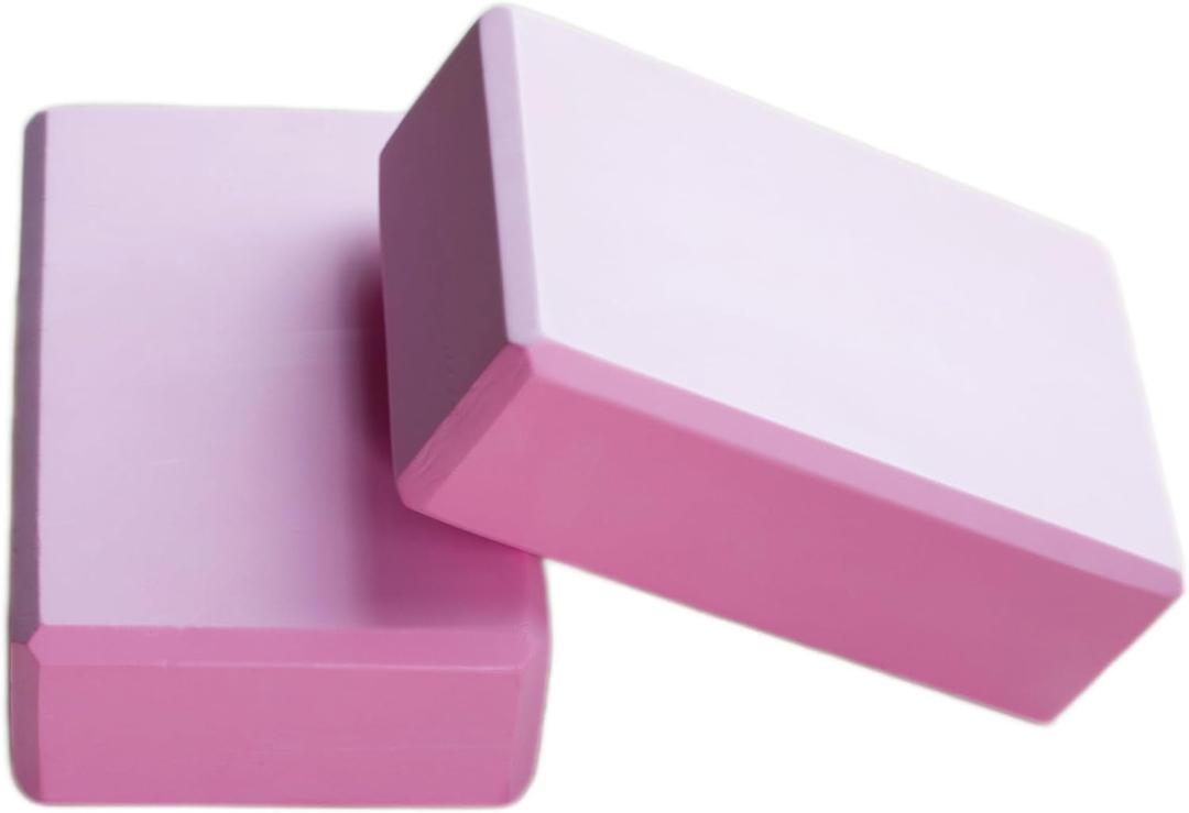 Yoga Block High Density EVA Foam Blocks 2 Packs 9"x6"x3" Each, Supportive, Lightweight with Beveled Edges for Yoga, Pilates, and Meditation (Pink)