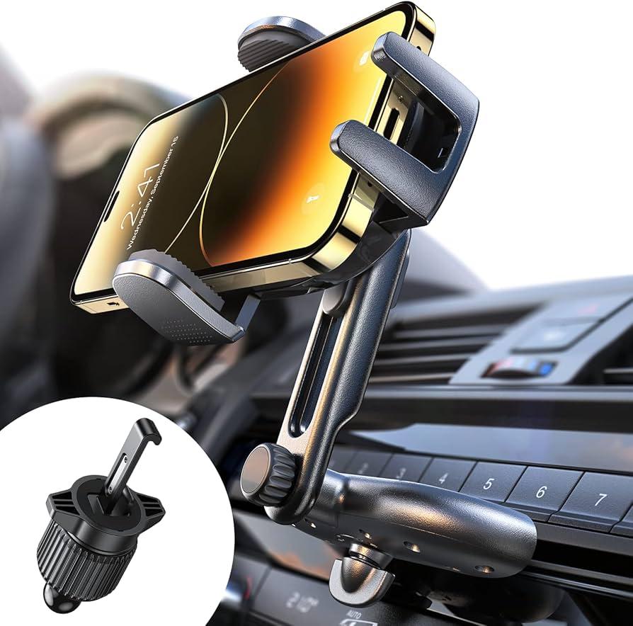 LISEN CD Phone Holder for Car iPhone 17 Adjustable CD Slot Phone Mount Holder Sturdy Cell Phones Holders for Your Car Accessories for Samsung Galaxy S25 S24 iPhone 16 15 Pro Max All Phones