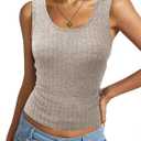Womens Tank Tops Crewneck Sleeveless Summer Sweaters Vest Casual Basic Tees Ribbed Shirts (Beige, M)