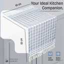 Sky Blue and White Dotted Matrix Kitchen Towels 3 Pack, 100% Cotton, 16x26 Inch, Tassel Edged Dish Towels, Reusable, Soft, Quick Drying, Great for Drying Dishes