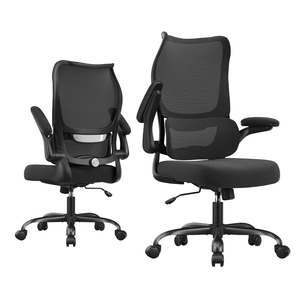 Office Chair Ergonomic Desk Chair - Comfy Mesh High Back Office Chair with Lumbar Support Wheel Home Desk Office Chairs Flip up Armrest Executive Rolling Swivel Task Computer Chair Black Silver