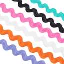GORGECRAFT 12 Yards 6 Colors RIC Rac Trim Ribbon 3.7cm/ 1.46" Wave Bending Fringe Trim Rick Rack Zig Zag Trim Braided Edge Fabric for Sewing Flower Home Party Wedding Dress Decoration Craft