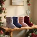 LongBay Women's Cozy Winter Slipper Boots Warm Chenille Knit Bootie Memory Foam Non-Slip Indoor Outdoor House Shoes (9-10, Black)