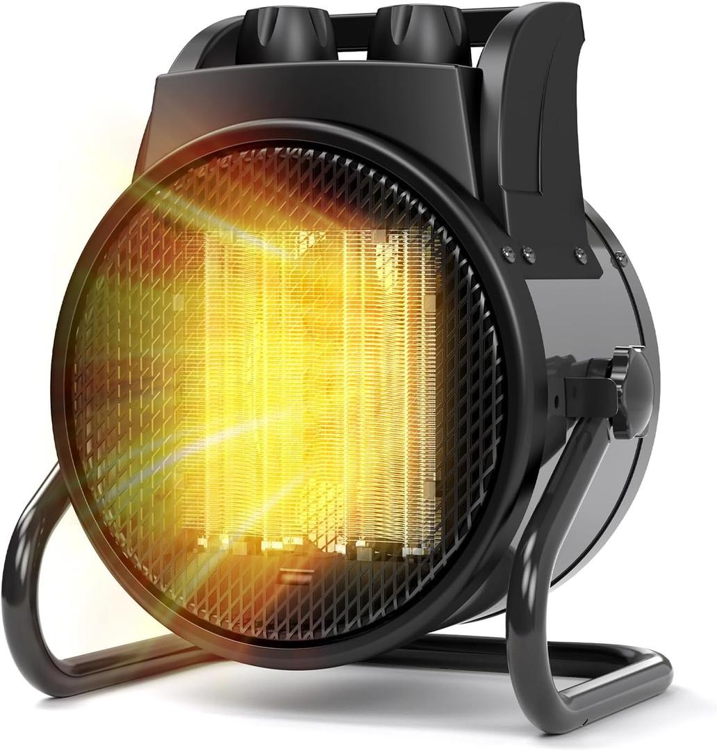 Space Heaters for Indoor Use, 1500W PTC Electric Heaters with Thermostat, Small Portable Heater with 90Adjustable Angle, Fast Safety Heat, Overheat Protection, Small Heater for Indoor/Outdoor Use