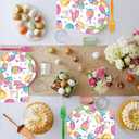 2 x 96 Pcs Happy Easter Plates and Napkins Forks Sets - Colorful Eggs Themed Round Tableware, Disposable Spring Flowers Paper Plates Napkins Set for Easter Party Supplies Favors Table Decor, Serves 24