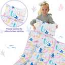 Toddler Nap Mat with Pillow and Blanket, Soft Sleeping Bag for Kids Boys and Girls, Slumber Bags Kids for Preschool, Daycare, Travel, Camping, 54" x 33" Great for Ages 3 Plus (Pink)