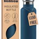 Bambaw Insulated Water Bottle 32 oz, Blue Water Bottle Stainless Steel, Reusable Water Bottle, BPA Free Water Bottle, Big Water Bottle 32oz, Cold and Hot Water Bottle  Aegean Blue