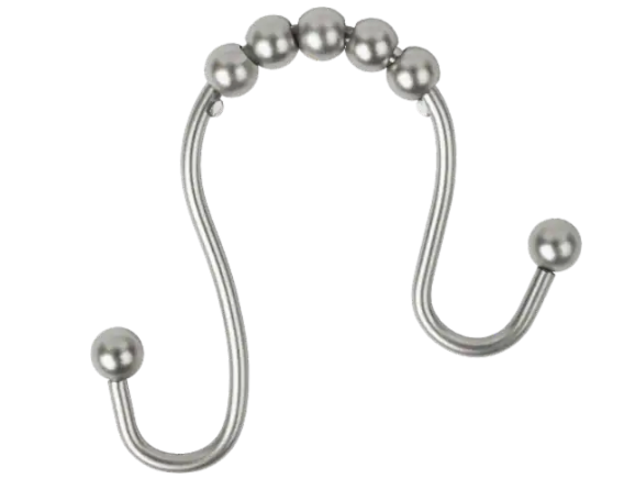 Zenna Home Easy-Glide Double Roller Shower Curtain Hooks - Brushed Nickel