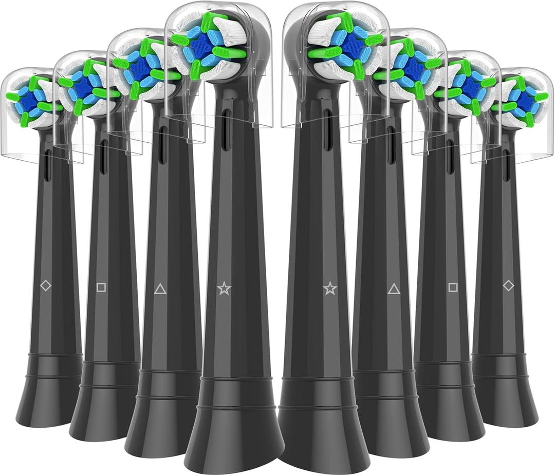 Replacement Heads Compatible with Oral B iO Electric Toothbrush, Replacement Toothbrush Heads Fit for Oral-B iO 2/3/4/5/6/7/8/9/10 Series Toothbrush, 8 Packs (Black)