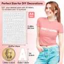 5 Sheets 830 Pieces Iron on Letters and Numbers for Clothing, 1 Inch Iron on Vinyl Letters with A-Z Heat Transfer Letters 0-9 Iron on Numbers PU Alphabet Stickers for T-Shirt Printing DIY Craft, White