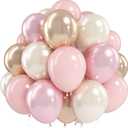 White Pink Gold Balloons Set, 12 Inch Double Stuffed Pearl White Sand Blush Pale Light Pink Apricot Champagne Gold Helium Balloon for Fairy Birthday Wedding Easter Baby Bridal Shower Party Decorations