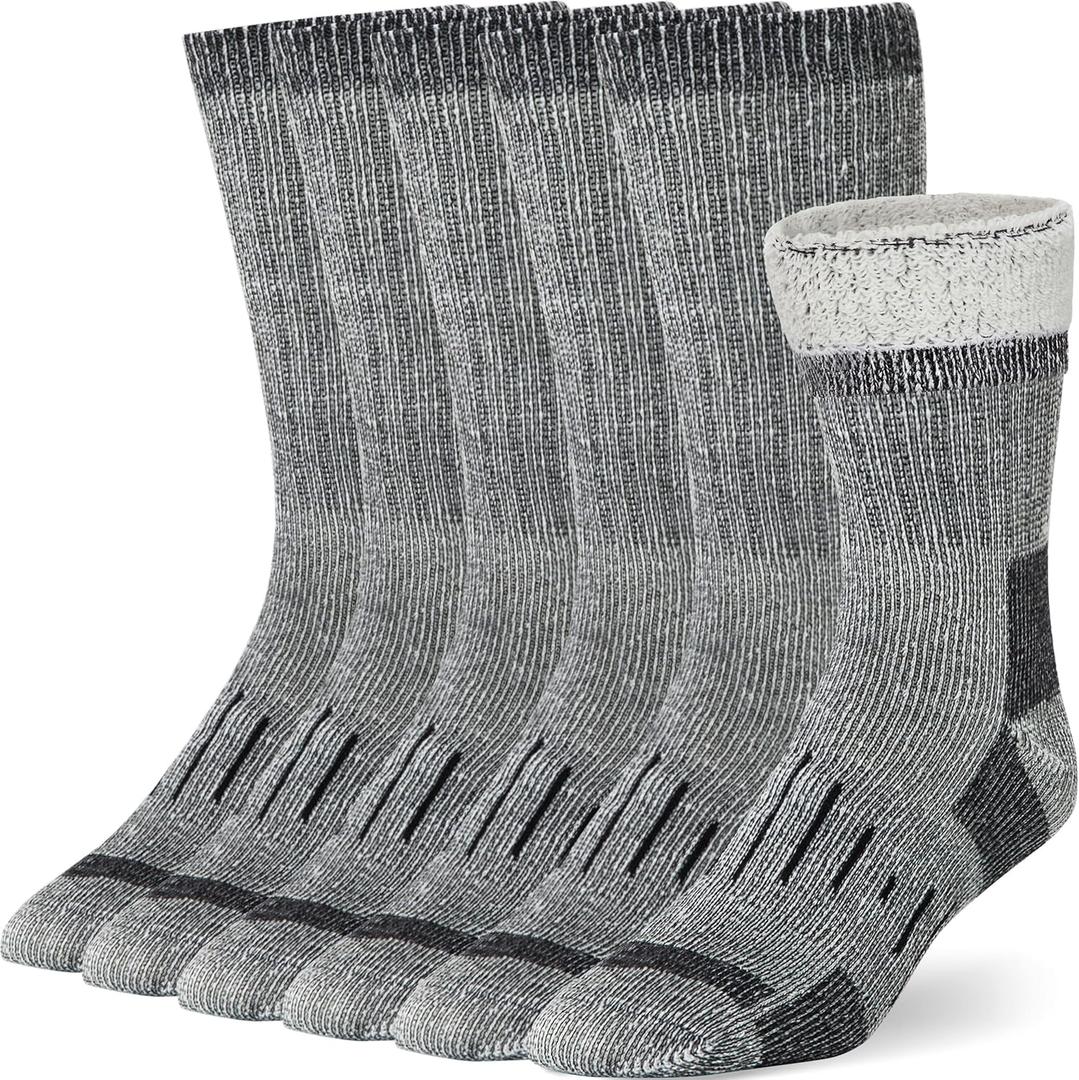 Buttons & Pleats Wool Socks for Men & Women Merino Thermal Warm Cozy Winter Boot Sock (Medium-Large, A33-black (3 Pairs))