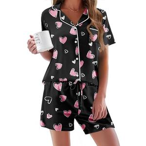 Ekouaer Pajamas  for Women Short Sleeve Sleepwear Button Down Pjs Soft L