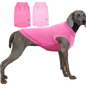 2 x Dog Pink Shirt for Large Dogs,Blank Plain Pink Cotton Shirts for Labrador,XXL Pink Rose