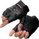 Milwaukee Leather SH216 Men's Black Leather Gel Padded Palm Fingerless Motorcycle Hand Gloves W/Breathable ‘Open Knuckle’ L