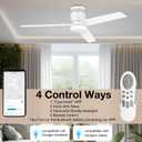Lorpies 52 Inch Smart Flush Mount Ceiling Fans with Lights Remote,Quiet DC Motor, Outdoor Indoor Low Profile Ceiling Fan,Voice Control via WIFI Alexa App, Modern White Wood Ceiling fan for Bedroom Patio