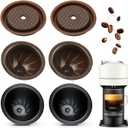 Starter Set (4 Cups & 2 Silicone Lids) Reusable Pods for Nespresso Vertuo, 2x150ml & 2x230ml Refillable Coffee Capsules Compatible with Vertuoline Plus & GCAT1 and ENV135/150,No Foil Needed