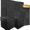 50 Pack Acoustic Panels Soundproof Studio Foam for Walls Sound Absorbing Panels Sound Insulation Wedge for Studio, 1" X 12" X 12" (Black)