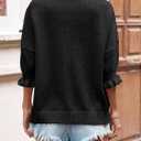 Saodimallsu Womens Tie Front Bow Cardigan Sweaters Lightweight Knit Ruffle Half Sleeve 2025 Trendy Jacket (Small, Black)