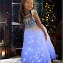 Hulaha Girls Elsa Costume Light Up Princess Costume Kids Halloween Party Led Dress 5-6Years