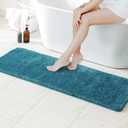 MIULEE Extra Thick Non Slip Bathroom Rug Shaggy Soft Bath Mat Plush Microfiber Absorbent Water for Shower Tub Machine Washable (Teal, 16x48 Inches)