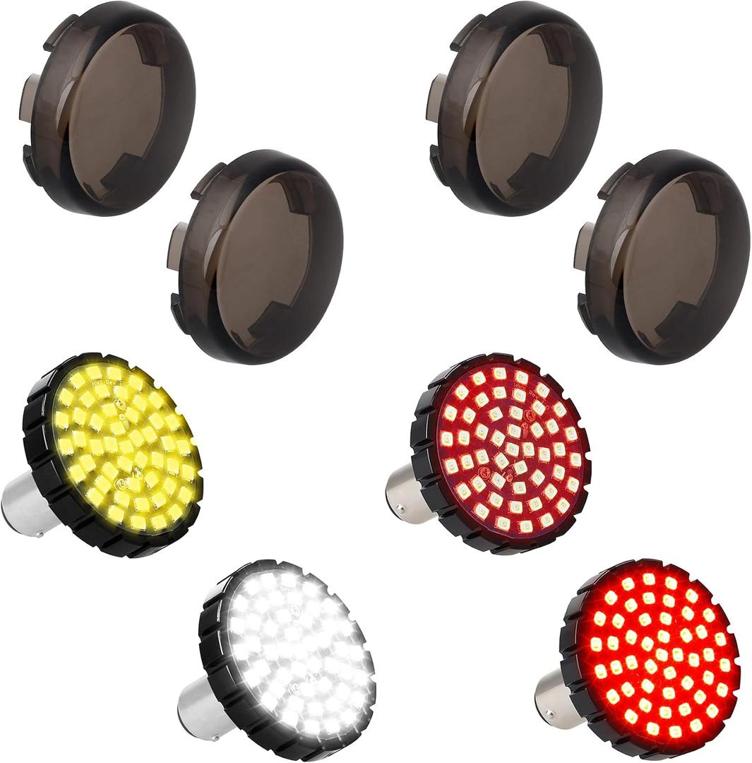 1157 Front Rear Turn Signals 2 inch Bullet Led Blinkers with Smoked Lens Compatible with Harley Softail Sportster Cruiser Street Glide Special Road King Fatboy