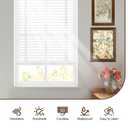 BAYUE 2" Cordless Real Wood Blinds for Indoor Windows, White, 36" W x 64" H