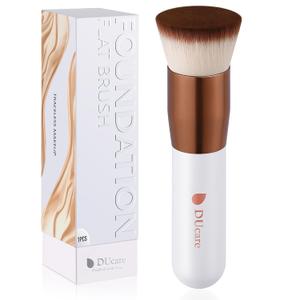 DUcare Foundation Brush, Flat Top Kabuki Brush Synthetic Professional Makeup Brush Liquid Blending Mineral Powder Buffing Stippling Makeup Tools, Rose Golden/White
