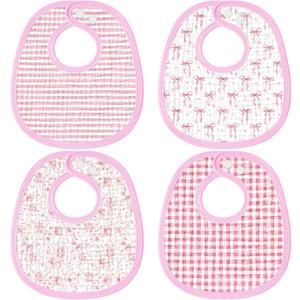 4 Piece Drooling Bibs for Baby Boys Girls,Soft Triple Layer Cotton Muslin, Adjustable Newborn Bibs for Drooling