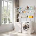 VEVOR Over The Washer and Dryer Storage Shelf, 6 Tier Laundry Room Drying Rack with Hanger Rod and Hooks, Adjustable Over Washer and Dryer Shelves, Laundry Room Shelf Storage Space Saver, White