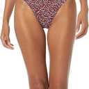 Amazon Essentials Women's High Waist High Leg Bikini Bottom (Brick Red Leopard)