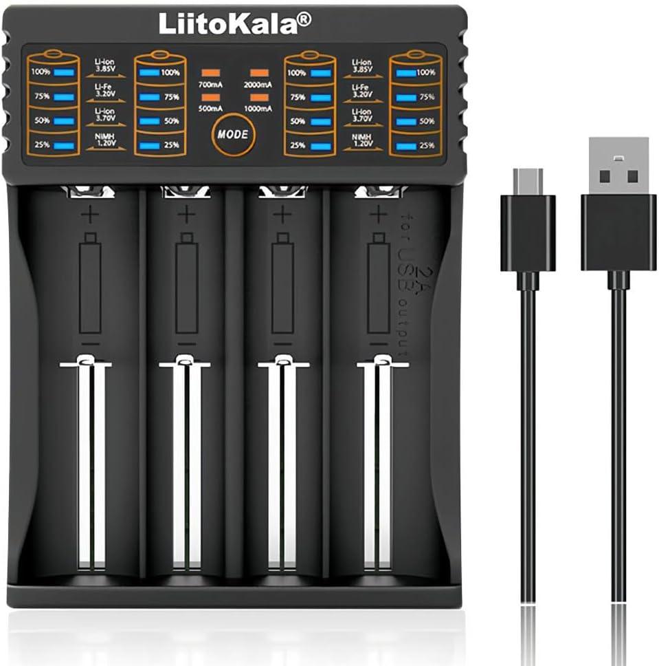 LiitoKala Lii-402 18650 Battery Charger,Smart Universal Charger LED Display for Rechargeable Batteries Ni-MH Ni-Cd AA AAA Li-ion IMR 18650 26650 18350 10440 14500 16340 26650 21700 RCR123A (Lii-402)