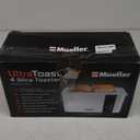 Mueller UltraToast Full Stainless Steel Toaster 4 Slice, Long Extra-Wide Slots for Bagels and Waffles, 6 Browning Levels, LED Display, Cancel/Defrost/Reheat Functions & Removable Tray, Kitchen Gadgets
