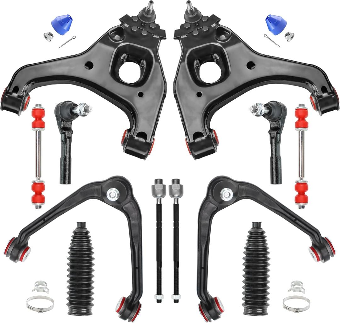 12pc RWD Front End Upper & Lower Control Arms Suspension Kits with Polyurethane Bushing for 1999-2006 Chevy Silverado 1500, GMC Sierra 1500