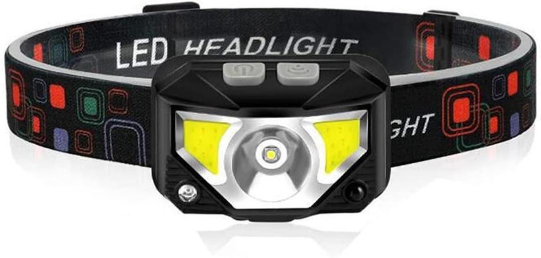 Rechargeable Headlamp,USB Rechargeable,Headlight with Sensor Control,6 Light Modes, with Red Warning Lights,IPX4 Waterproof, Headlamps for Adult Kids Outdoor Camping Running Cycling Hunting Fishing