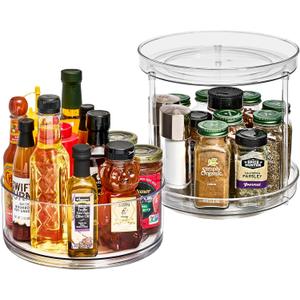 Sorbus 9 Inch Clear Lazy Susan Organizer Set, 1 Tall Turntable Organizer for Spice Organization for Cabinet, One 2 Tier Lazy Susan for Kitchen, Home, Office, Closet, Laundry Room Organization